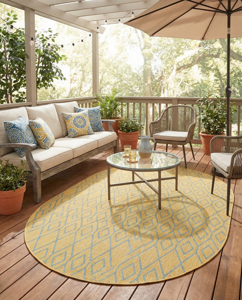 Urban Oasis Rugs Collection Area Rug -  Boulevard (Yellow and Aqua) Oval Yellow and Aqua  lifestyle 42