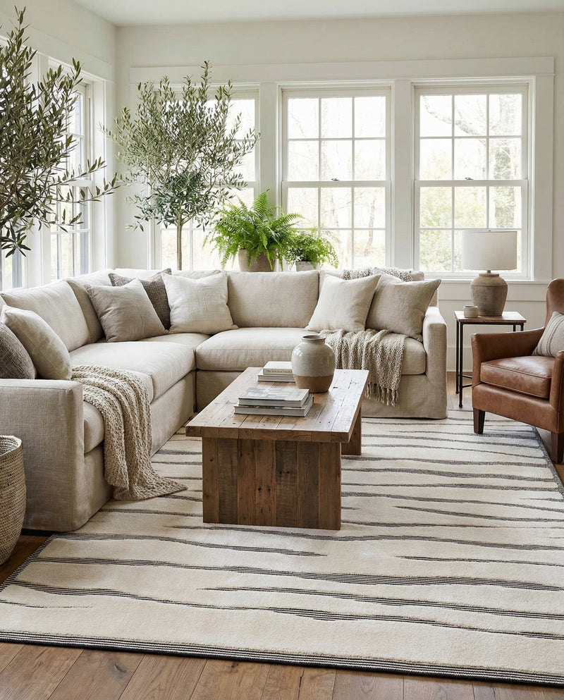 Monochrome Collection Area Rug - Slate Rectangle Ivory White  lifestyle 8