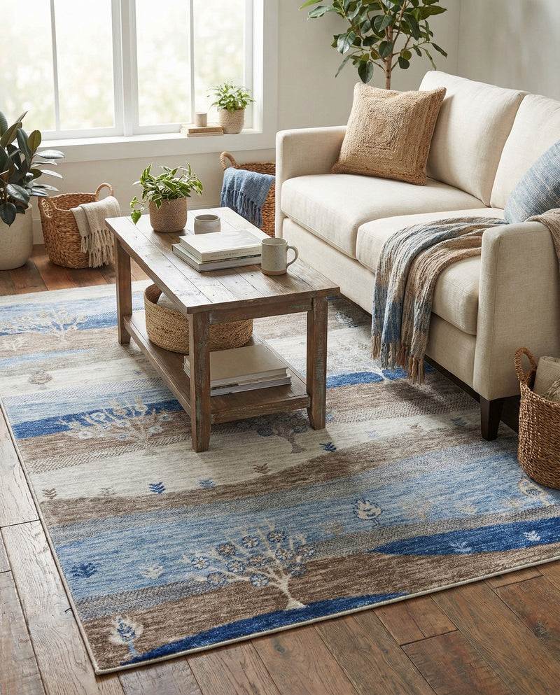 Zagros Shades Collection Area Rug -  Behbahan Rectangle Blue Gray  lifestyle 10