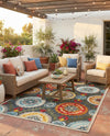 Outdoor Marrakesh Collection Area Rug -  Asilah Rectangle Gray  lifestyle 28