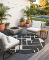 Urban Terrace Collection Area Rug -  Parkside Round Black and White  lifestyle 30