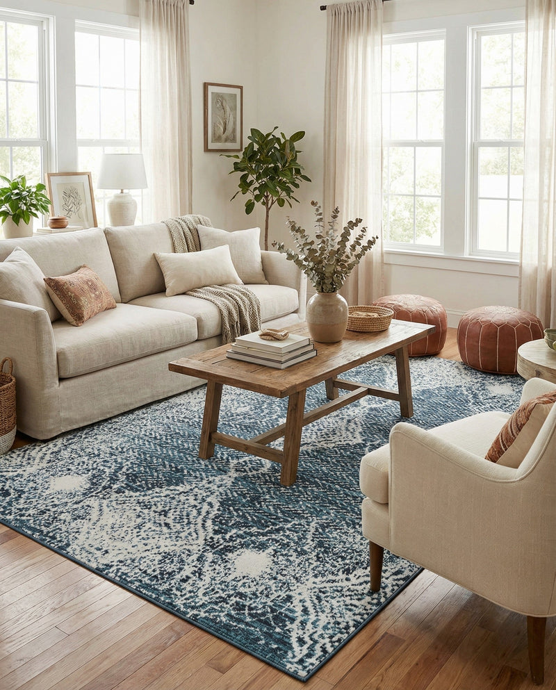 Aegean Elegance Washables Collection Area Rug -  Naxos Rectangle Navy Blue  lifestyle 18