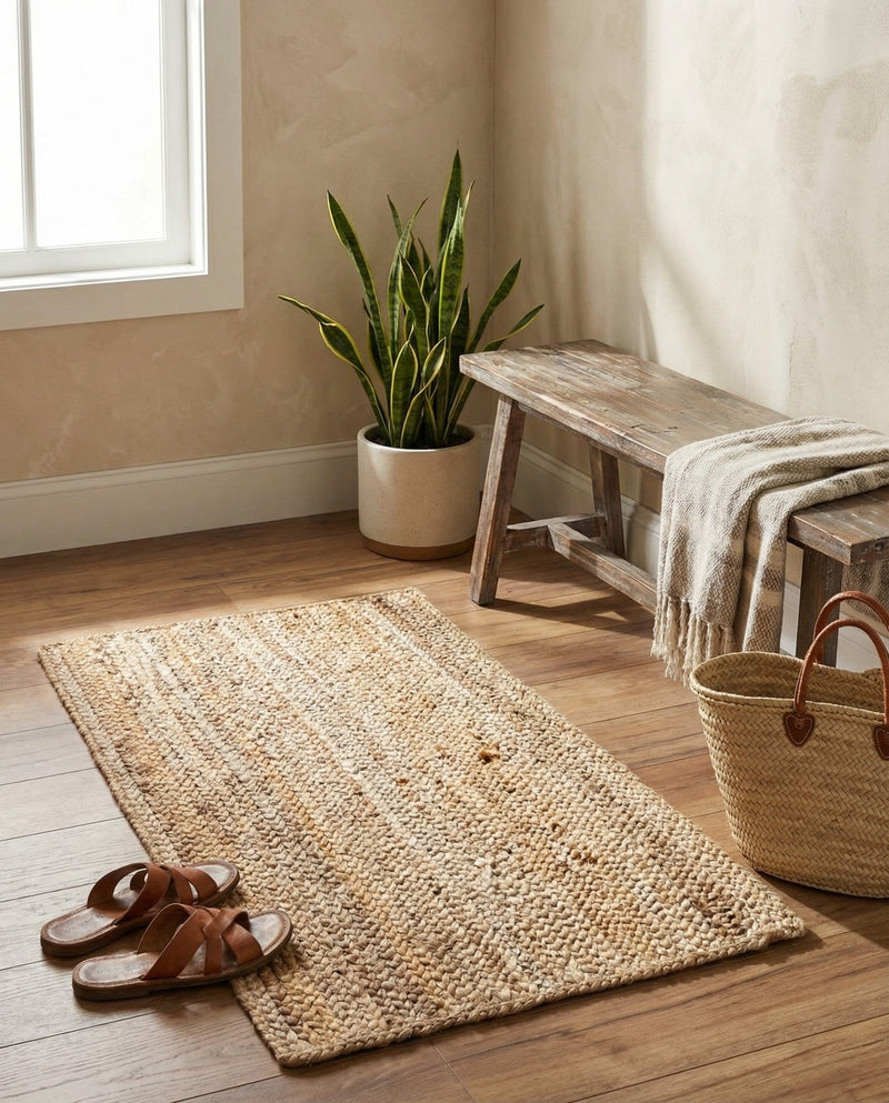 Woven Seaside Jute Collection Area Rug - Savannah (Natural) Rectangle Natural  lifestyle 19