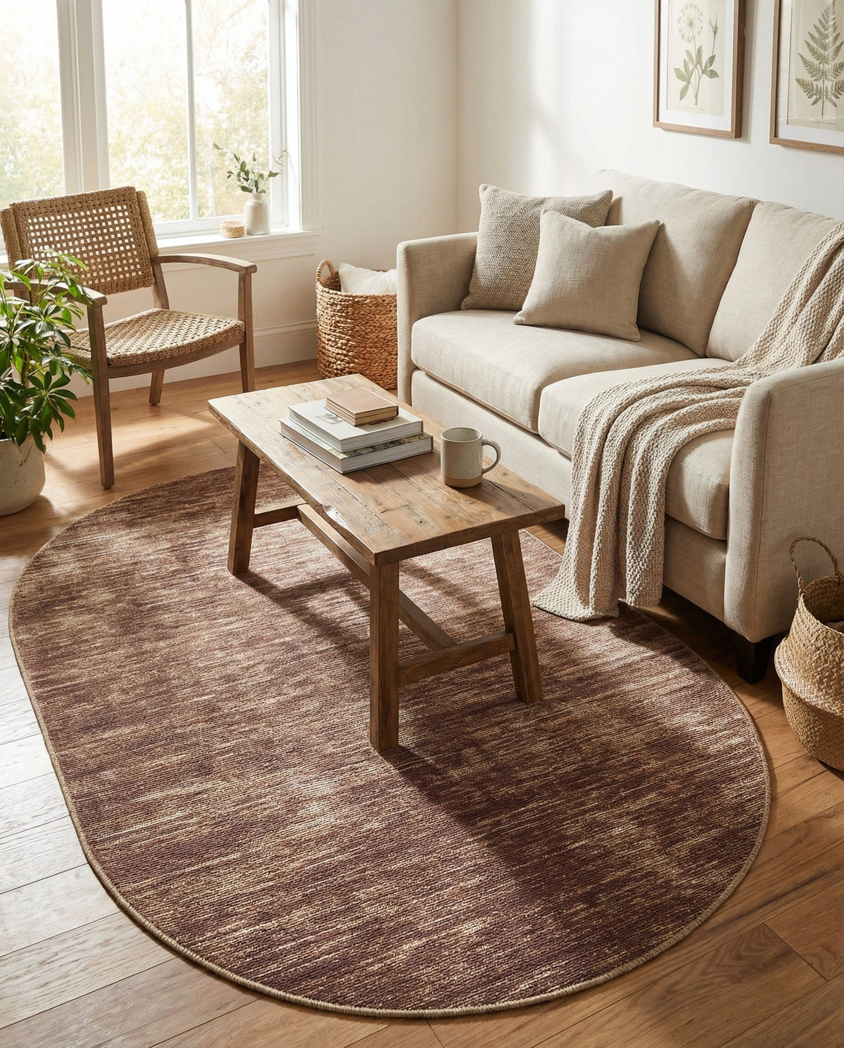 Sahara Essence Collection Area Rug - Oasis (Brown) Oval Brown  lifestyle 85