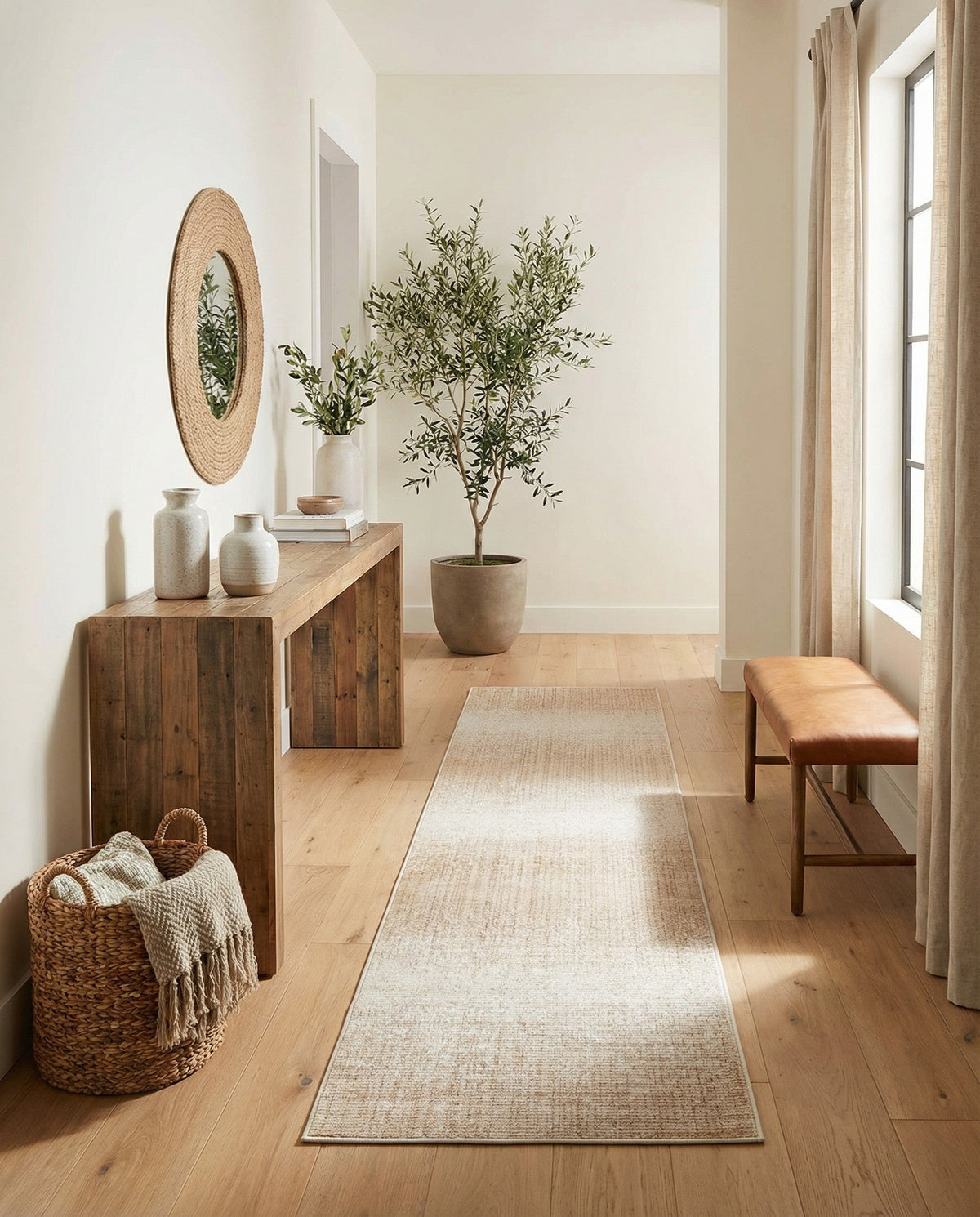 Jewel Oasis Collection Area Rug - Sapphire (Ivory) Runner Ivory  lifestyle 81