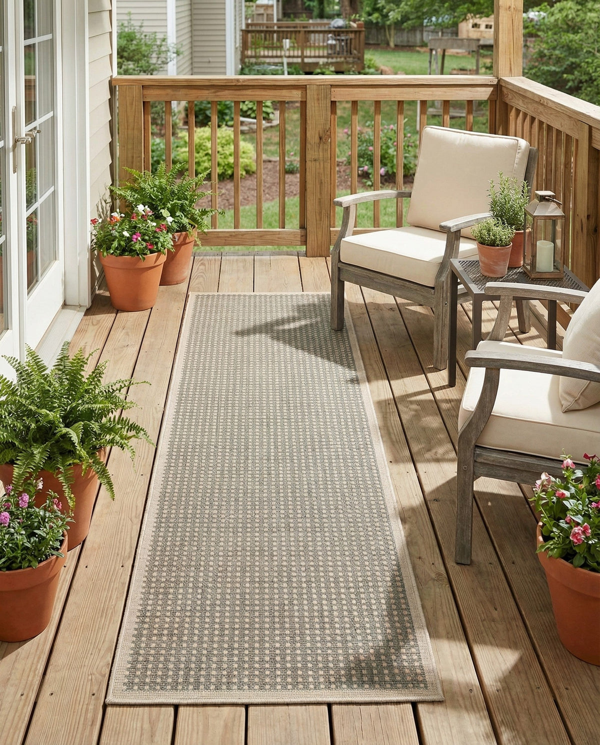 Terrace Fringe Collection Area Rug - Patio Runner Brown  lifestyle 86