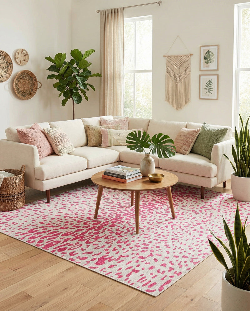 Savannah Escape Collection Area Rug - Serengeti Rectangle Pink Gray  lifestyle 33