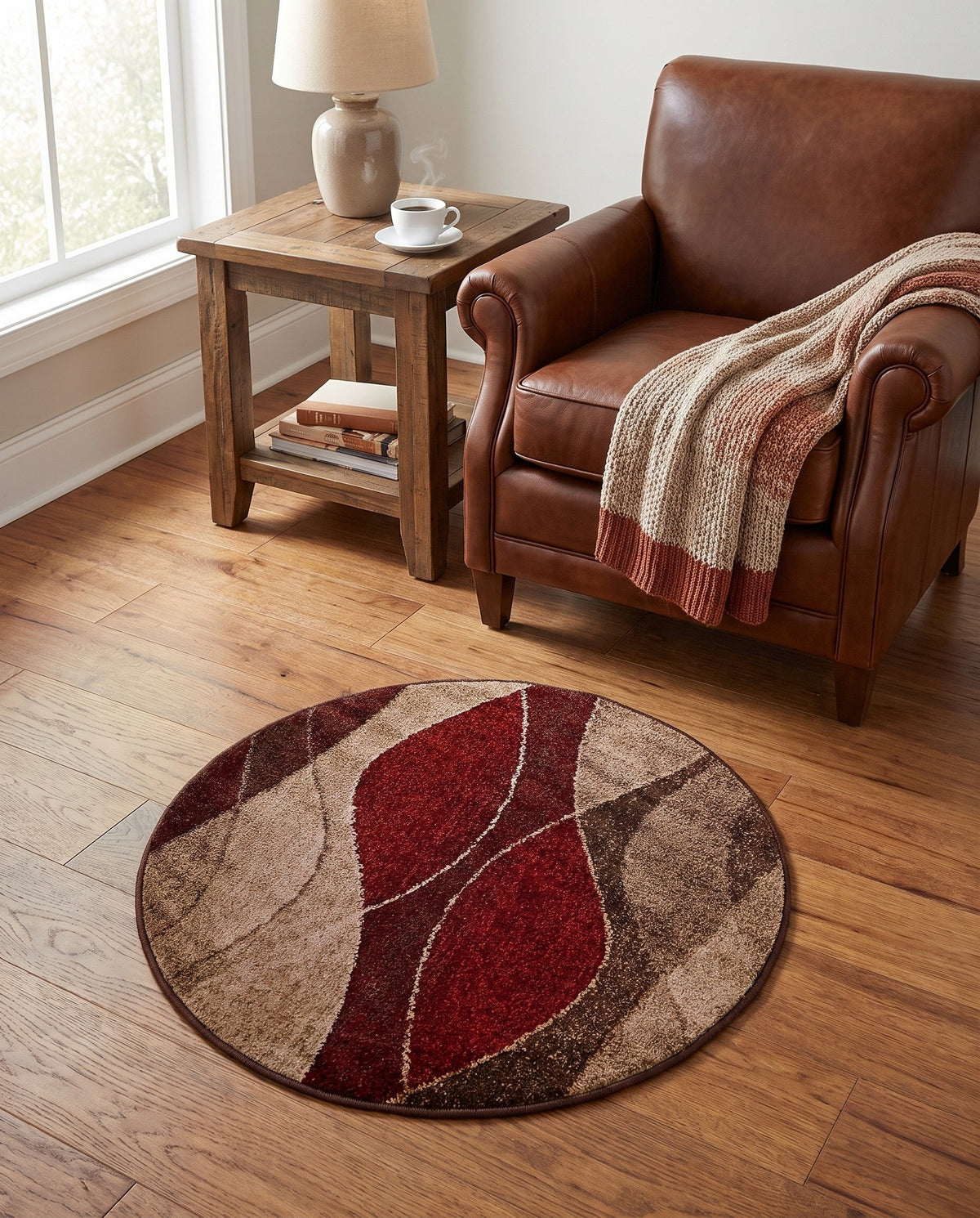 Autumn Meadow Collection Area Rug -  Emberglow Round Multi  lifestyle 96