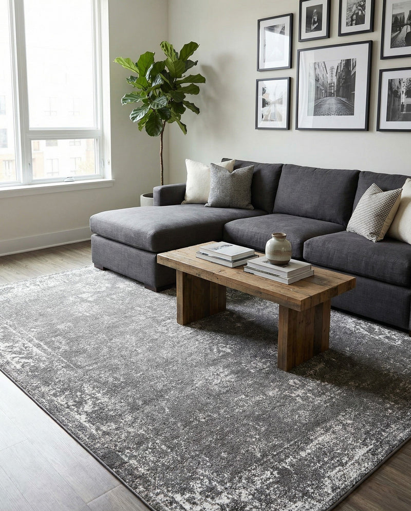 Riviera Elegance Collection Area Rug - Antibes (Dark Gray) Rectangle Dark Gray  lifestyle 11
