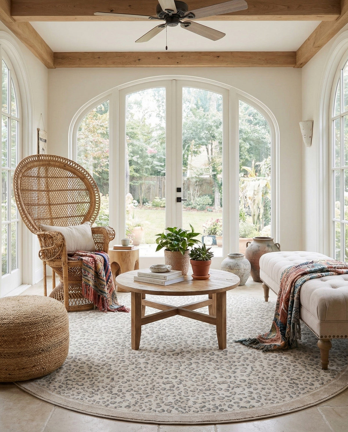 Savannah Sojourn Collection Area Rug - Serengeti Round Ivory  lifestyle 143
