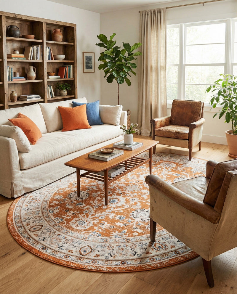 Savannah Elegance Collection Area Rug - Augusta (Rust Red) Oval Rust Red  lifestyle 72
