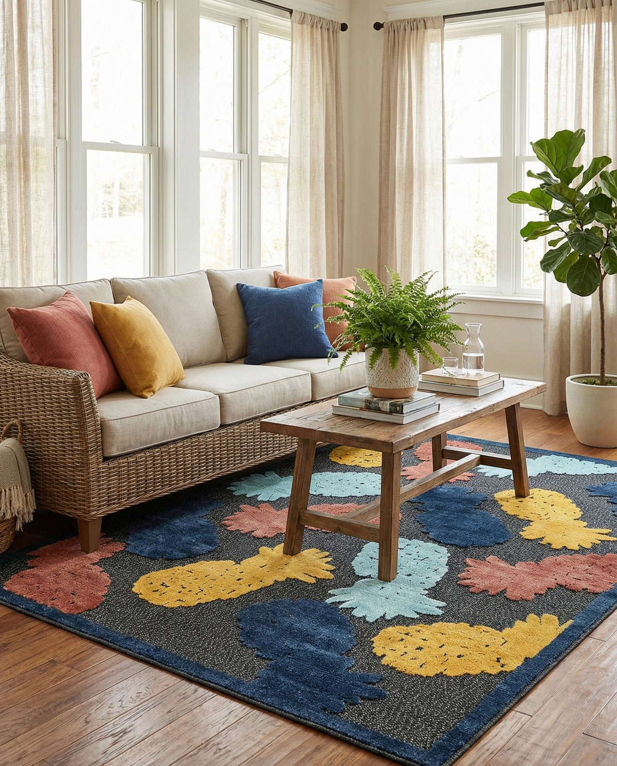 Caribbean Terrace Collection Area Rug -  Nevis Rectangle Black  lifestyle 22