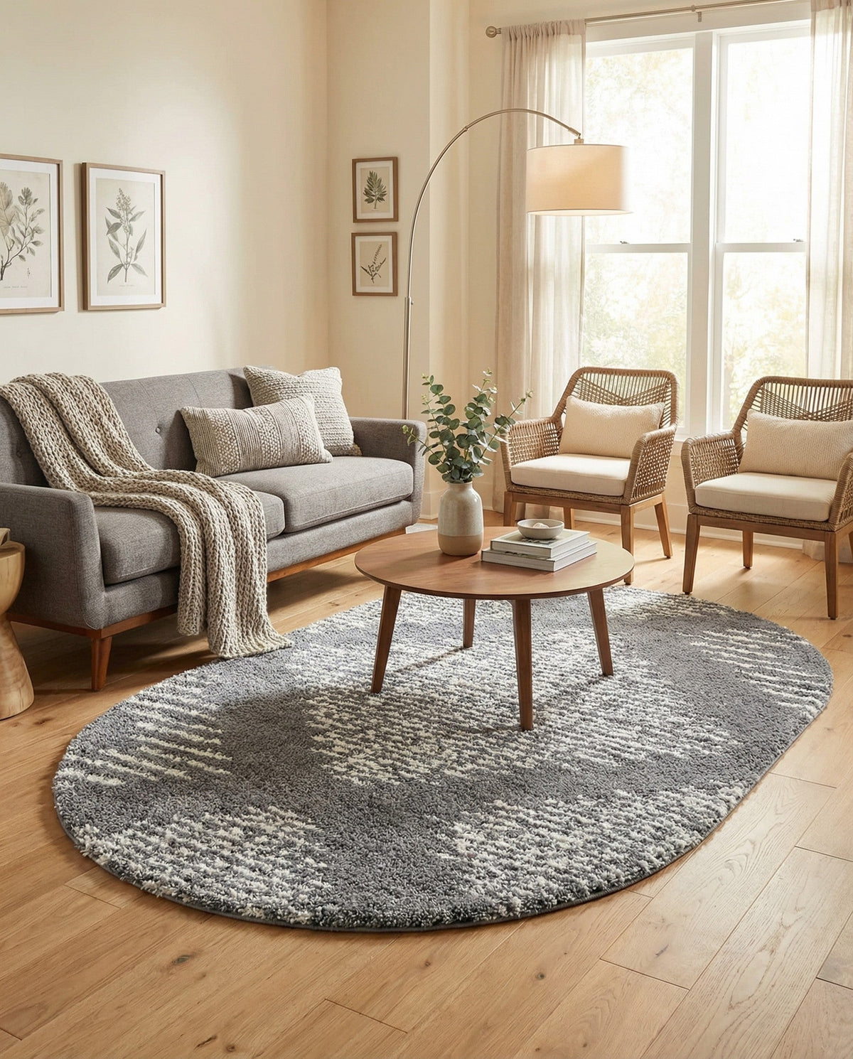 Tranquil Tides Shag Collection Area Rug -  Azure Oval Gray  lifestyle 93