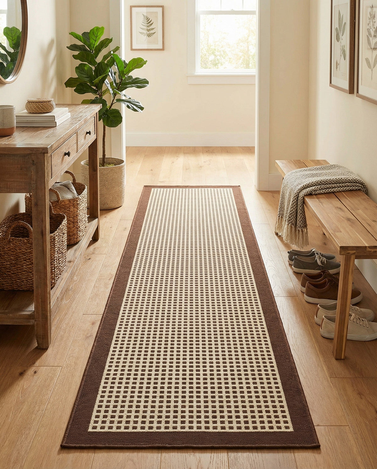 Terrace Fringe Collection Area Rug - Oceanside Runner Brown  lifestyle 72