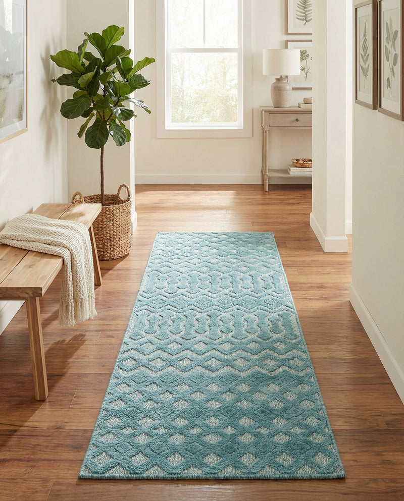 Garden Lattice Charm Collection Area Rug -  Pergola (Aqua) Runner Aqua  lifestyle 40
