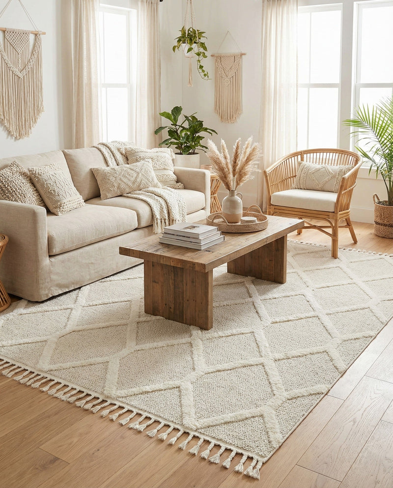 Sahara Chic Collection Area Rug -  Tuareg Rectangle Ivory  lifestyle 28