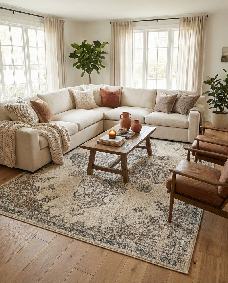 Gobi Sands Collection Area Rug -  Lop Rectangle Cream  lifestyle 19