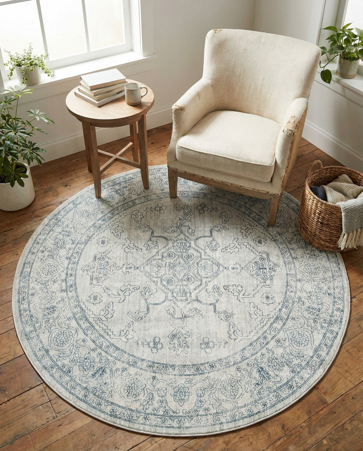 Coastal Haven Collection Area Rug -  Marina Round Gray  lifestyle 177