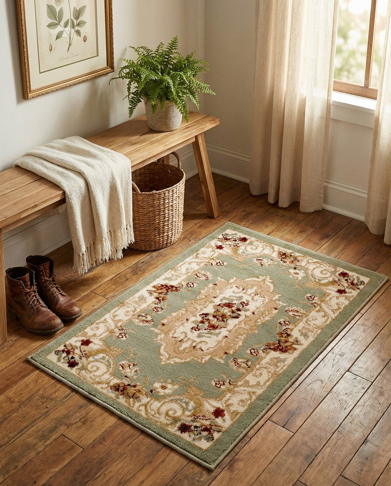 Versailles Elegance Collection Area Rug -  Louveciennes (Green) Rectangle Green  lifestyle 14