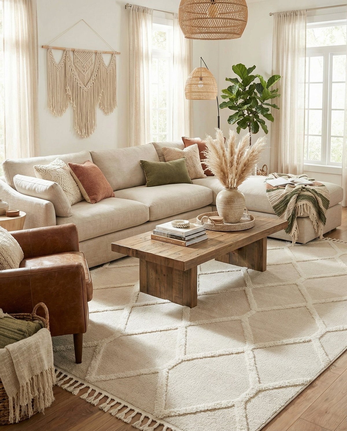 Sahara Chic Collection Area Rug -  Tuareg Rectangle Ivory  lifestyle 30