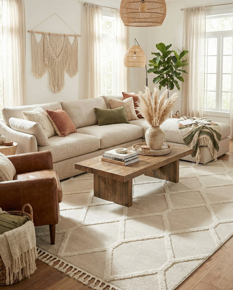 Sahara Chic Collection Area Rug -  Tuareg Rectangle Ivory  lifestyle 30