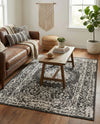 Patio Heritage Collection Area Rug -  Lafayette (Black and White) Rectangle Black and White  lifestyle 5