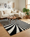 Cyclone Wool Collection Area Rug -  Maelstrom Rectangle Black and White  lifestyle 6