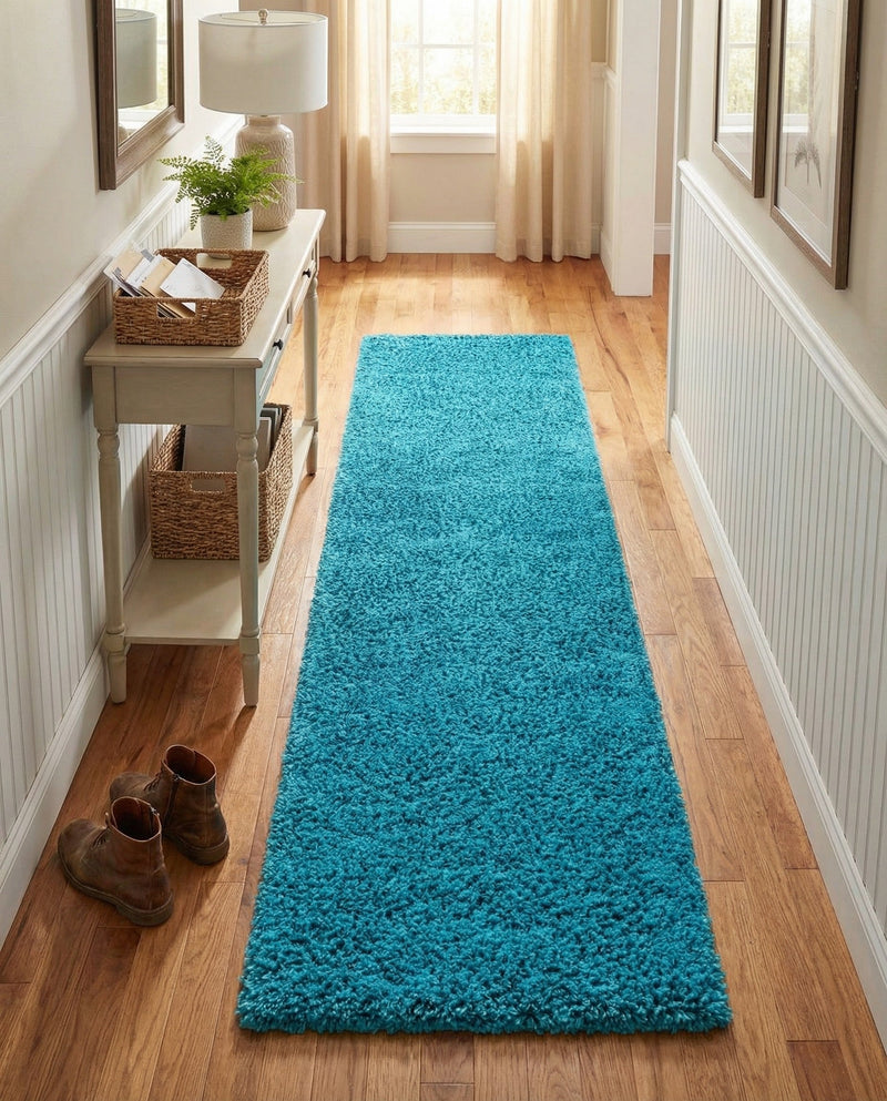 Plush Oasis Collection Area Rug - Serenity (Turquoise) Runner Turquoise  lifestyle 32