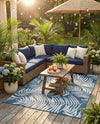 Seaside Blooms Collection Area Rug - Verdure (Blue) Rectangle Blue  lifestyle 15