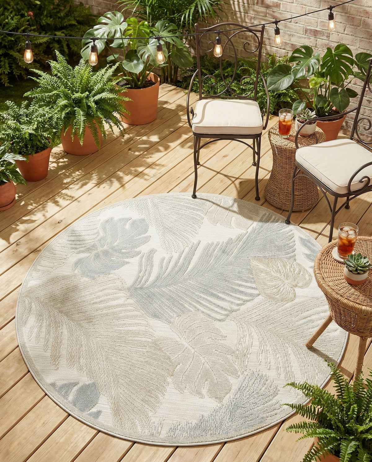 Seaside Blooms Collection Area Rug -  Tranquil Round Gray  lifestyle 80