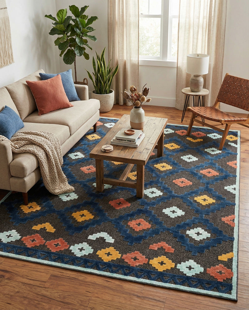 Caribbean Terrace Collection Area Rug -  Tobago Rectangle Charcoal  lifestyle 27