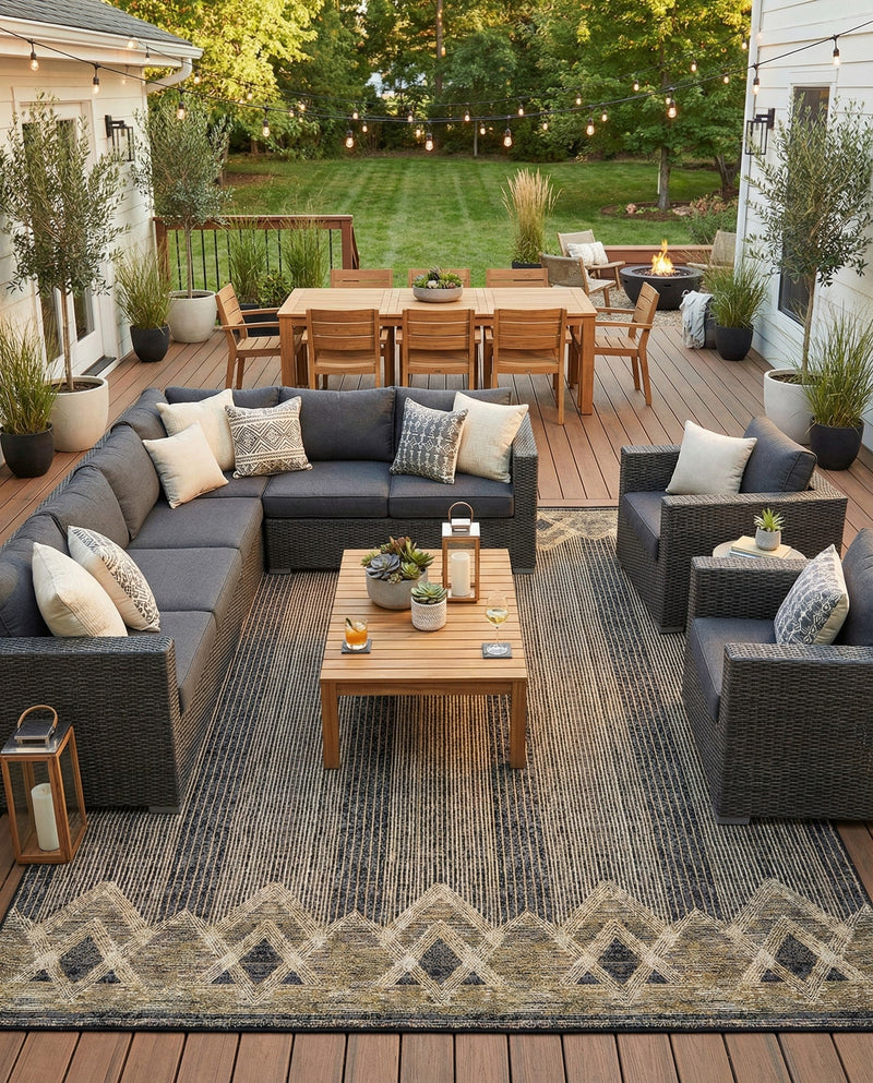 Urban Terrace Collection Area Rug -  Loft Rectangle Charcoal  lifestyle 18