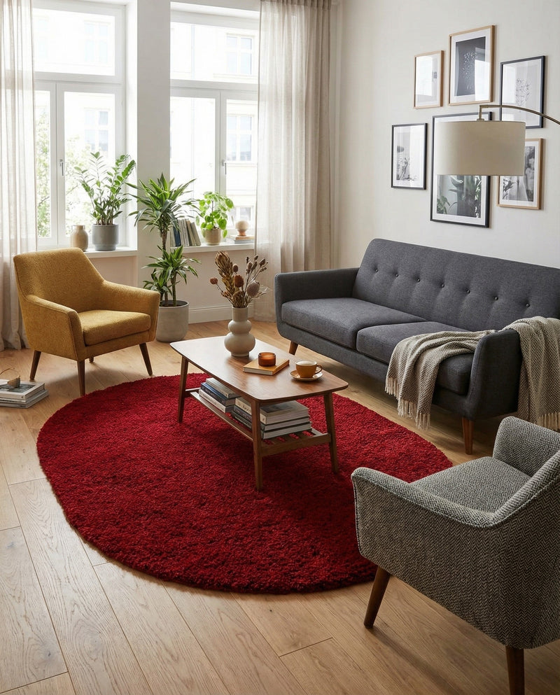 Plush Oasis Collection Area Rug - Serenity (Cherry Red) Oval Cherry Red  lifestyle 30