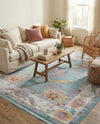 Arcadia Rugs Collection Area Rug - Eden (Aqua and Blue) Square Aqua and Blue  lifestyle 23