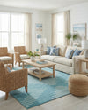 Seychelles Stripes Collection Area Rug - Mahe (Light Blue) Rectangle Light Blue  lifestyle 3