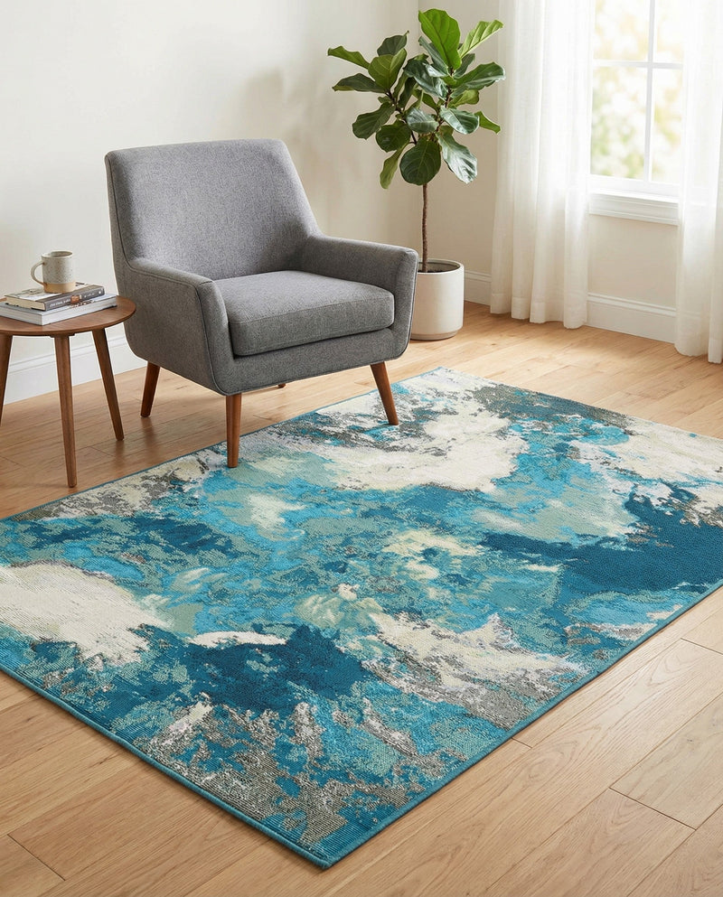 Urban Terrace Collection Area Rug -  Gazebo Rectangle Blue and Ivory  lifestyle 7