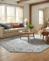 Savannah Elegance Collection Area Rug - Augusta (Aqua Blue) Octagon Aqua Blue  lifestyle 80