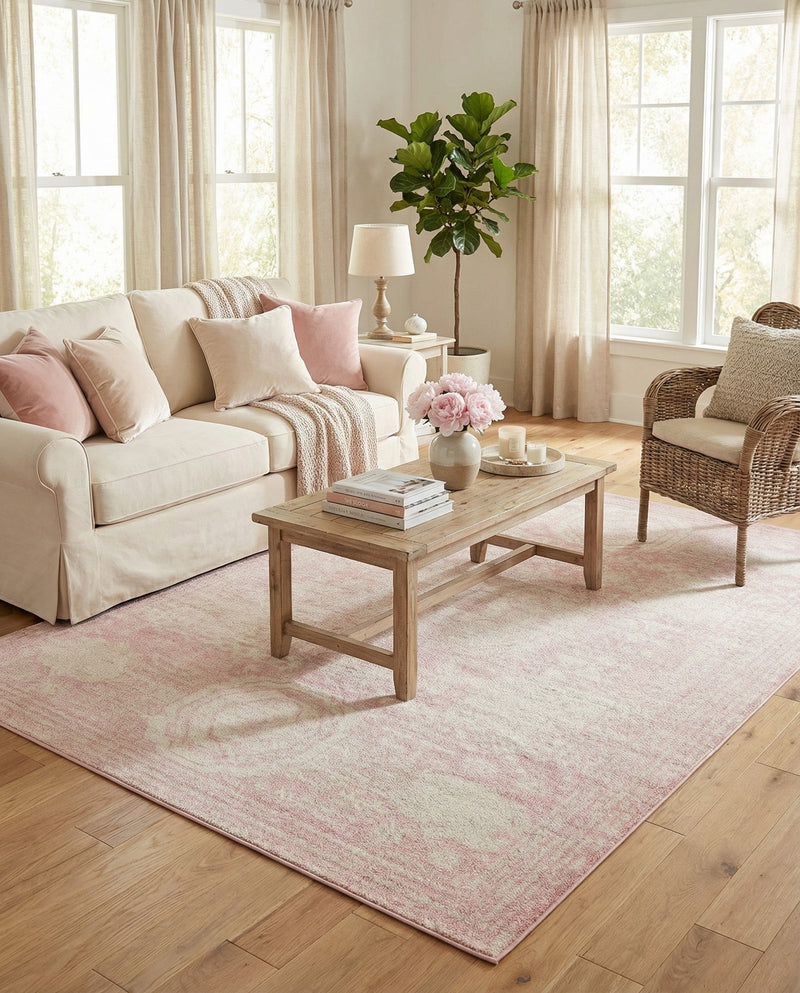 Dover Terrace Collection Area Rug -  Lagoon (Pink) Rectangle Pink  lifestyle 9