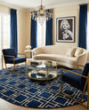 Hollywood Luxe Collection Area Rug -  Beverly (Navy Blue Gold) Oval Navy Blue Gold  lifestyle 56