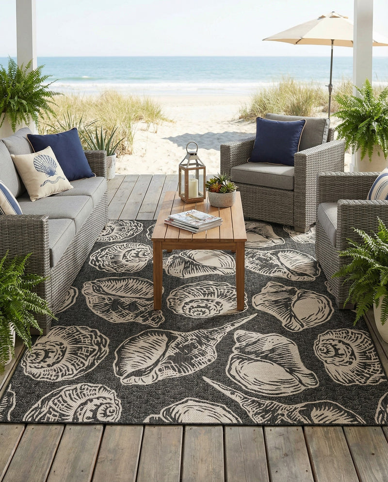 Seaside Haven Rugs Collection Area Rug -  Lighthouse (Black and White) Rectangle Black and White  lifestyle 17