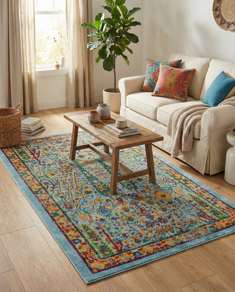 Caribbean Cove Collection Area Rug -  Tobago Rectangle Aqua  lifestyle 38