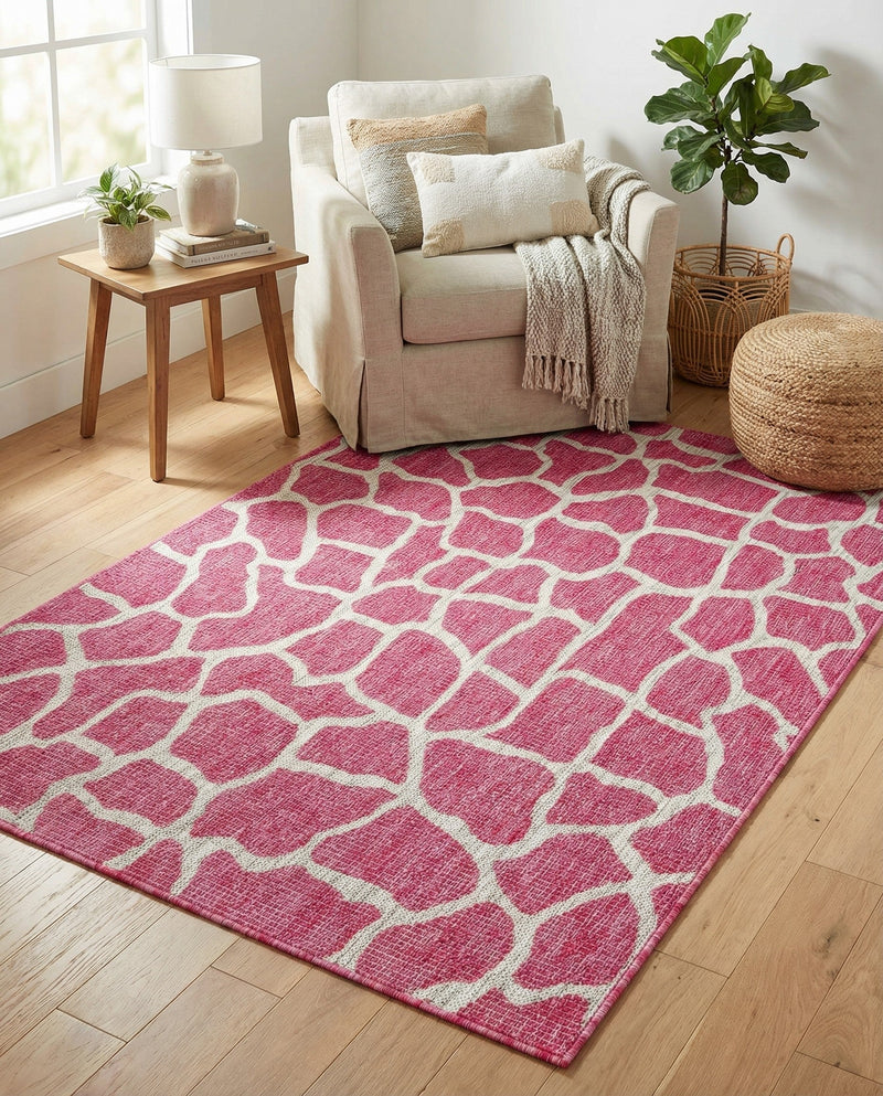 Savannah Escape Collection Area Rug -  Rainforest Rectangle Magenta  lifestyle 24