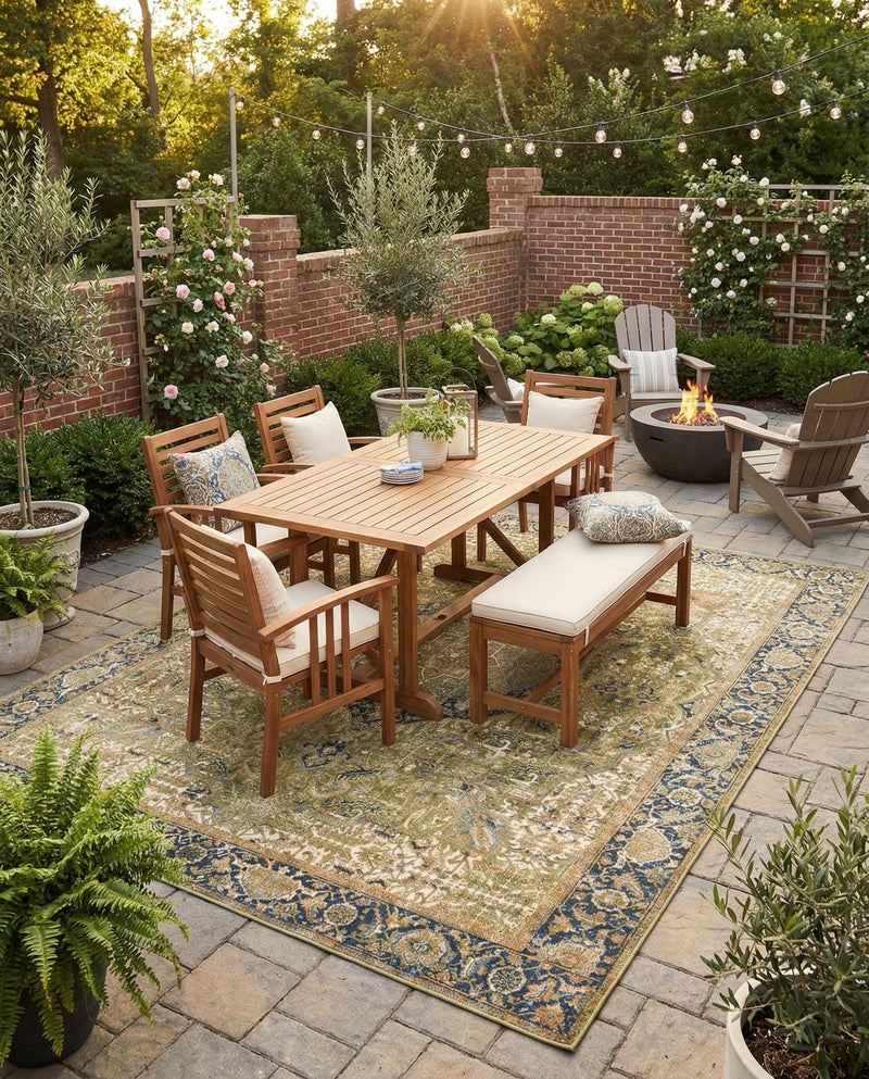 Patio Heritage Collection Area Rug -  Haven Rectangle Green  lifestyle 33