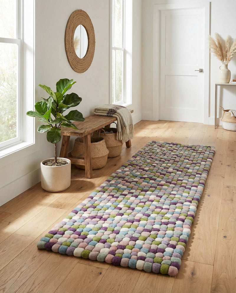 Woolen Sphere Collection Area Rug - Orbsburg (Pink and Purple) Runner Pink and Purple  lifestyle 30