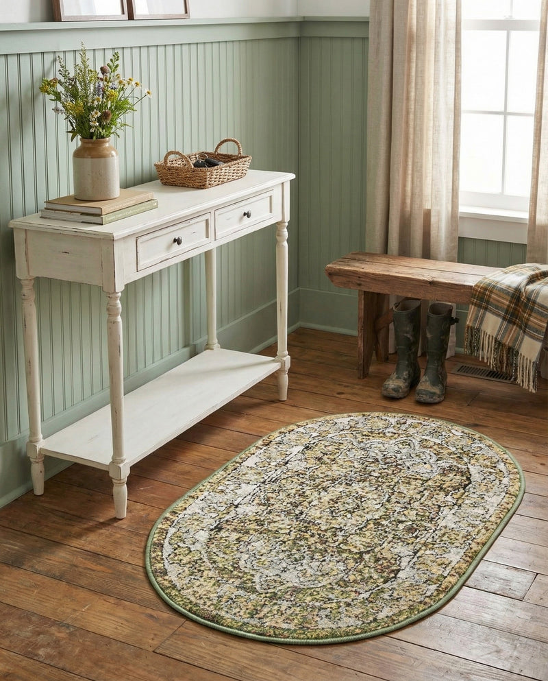 Savannah Soiree Collection Area Rug -  Everglade (Green) Oval Green  lifestyle 69