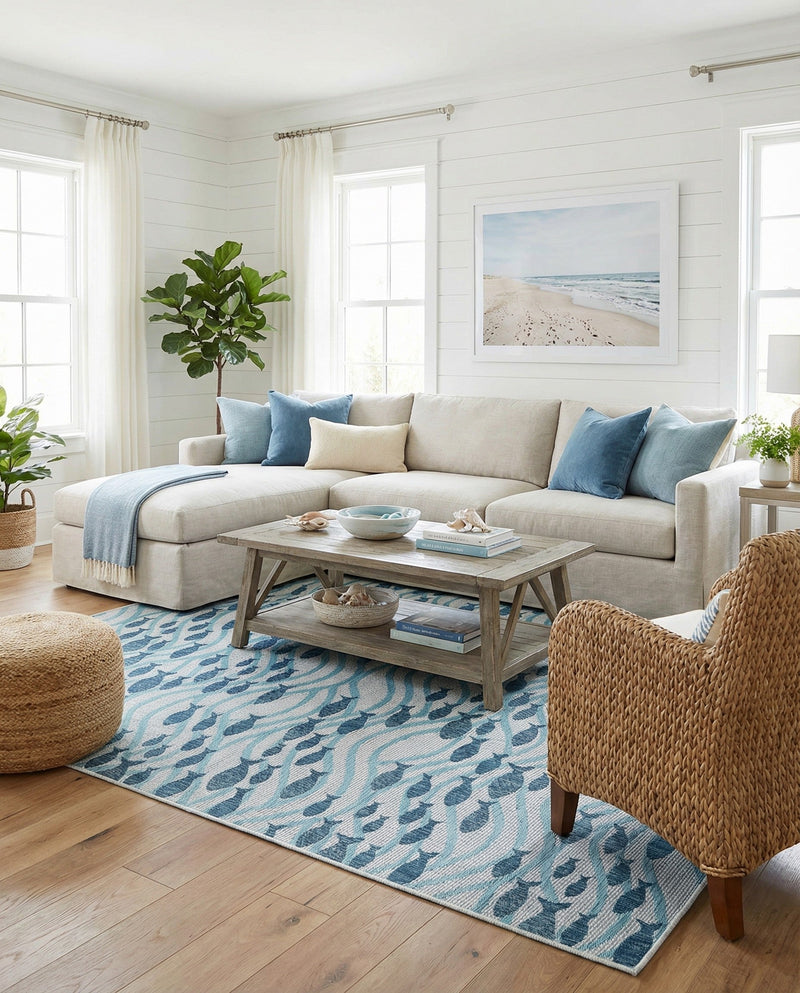 Seaside Haven Rugs Collection Area Rug -  Harbor Rectangle Blue  lifestyle 10