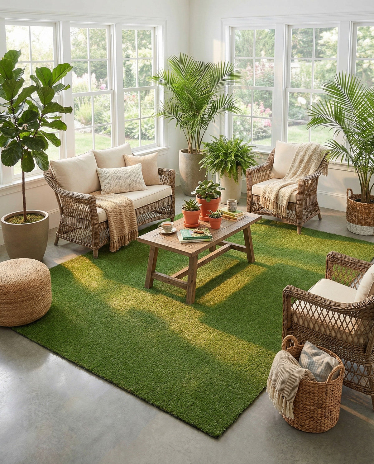 Meadow Retreat Collection Area Rug - Glen Rectangle Green  lifestyle 35