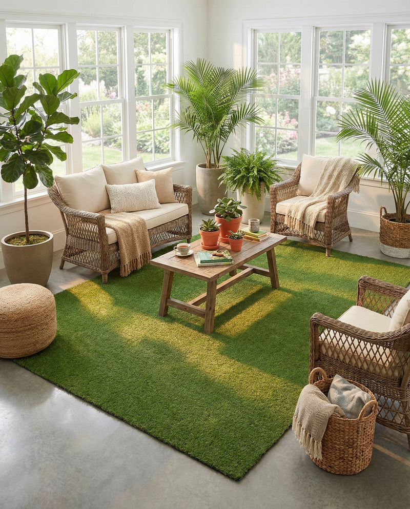 Meadow Retreat Collection Area Rug - Glen Rectangle Green  lifestyle 35
