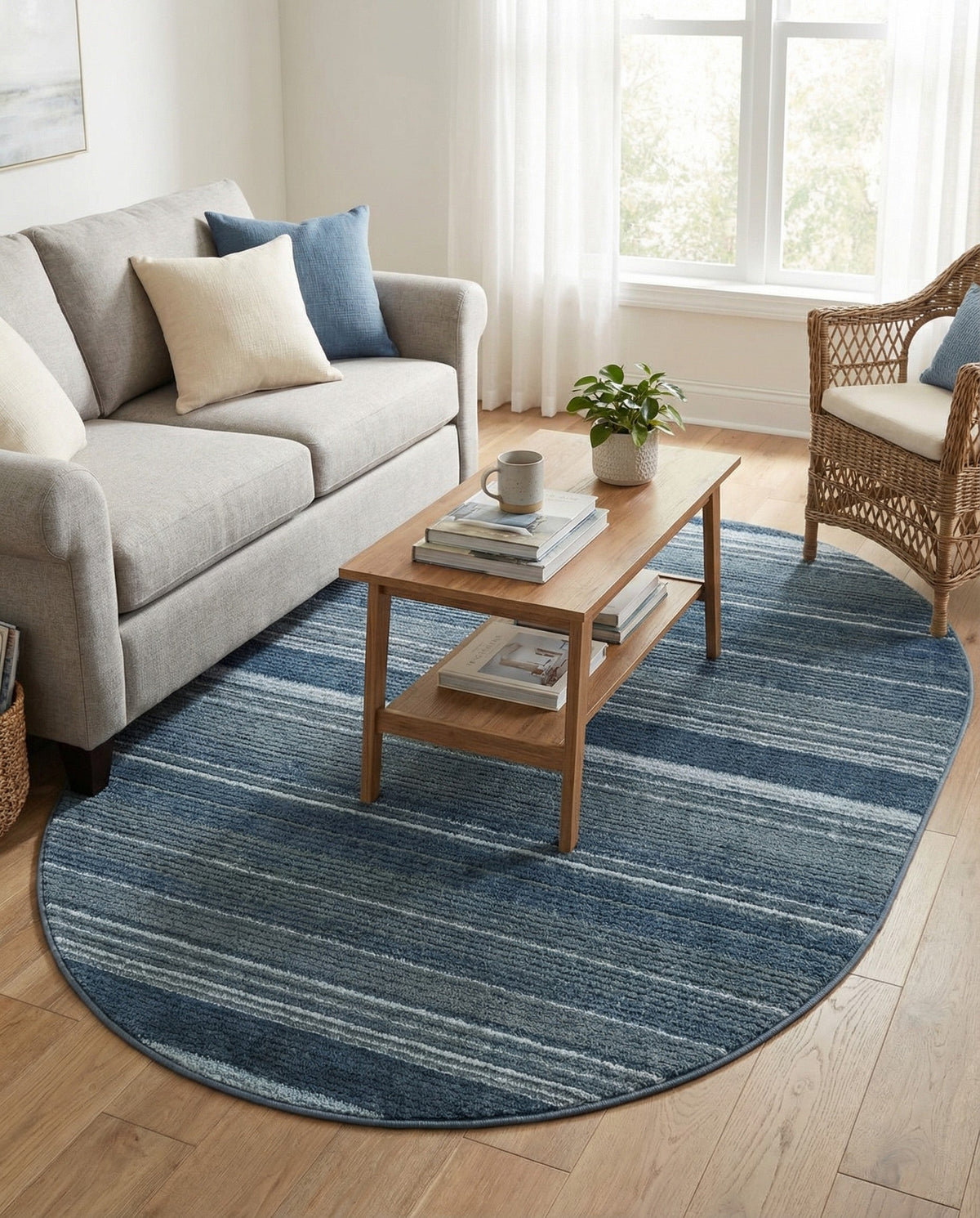 Jewel Oasis Collection Area Rug - Sapphire (Blue) Oval Blue  lifestyle 54