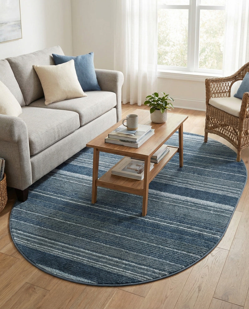 Jewel Oasis Collection Area Rug - Sapphire (Blue) Oval Blue  lifestyle 54